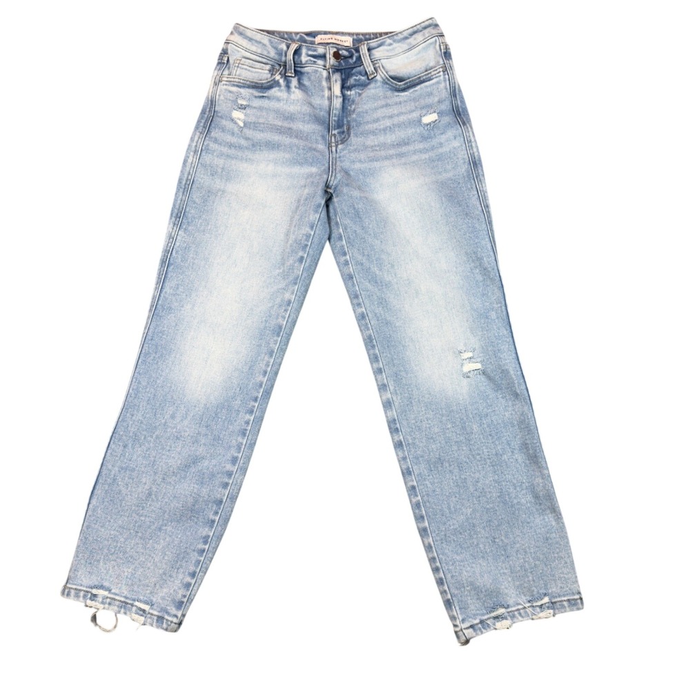 Flying Monkey Womens Distressed Straight Leg Jeans Light Wash Blue Size 27 F6039